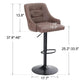 PHI VILLA PU Leather Adjustable Counter Height Swivel Kitchen Bar Stool