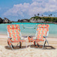 ALPHA CAMP Folding Beach Chairs Reclining Sun Lounger With Cooler Bag Set of 2