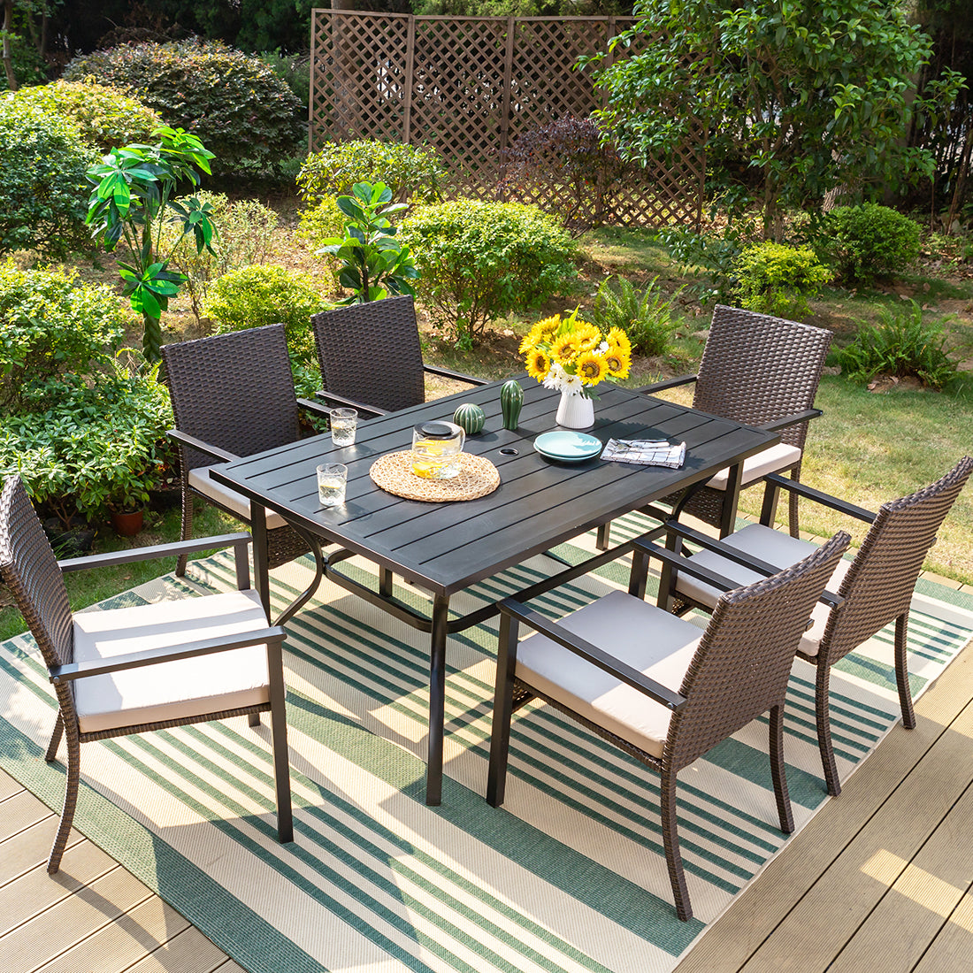 Garden Dining Set 6 Seater Table and Rattan Dining Chair – alphamartsuk