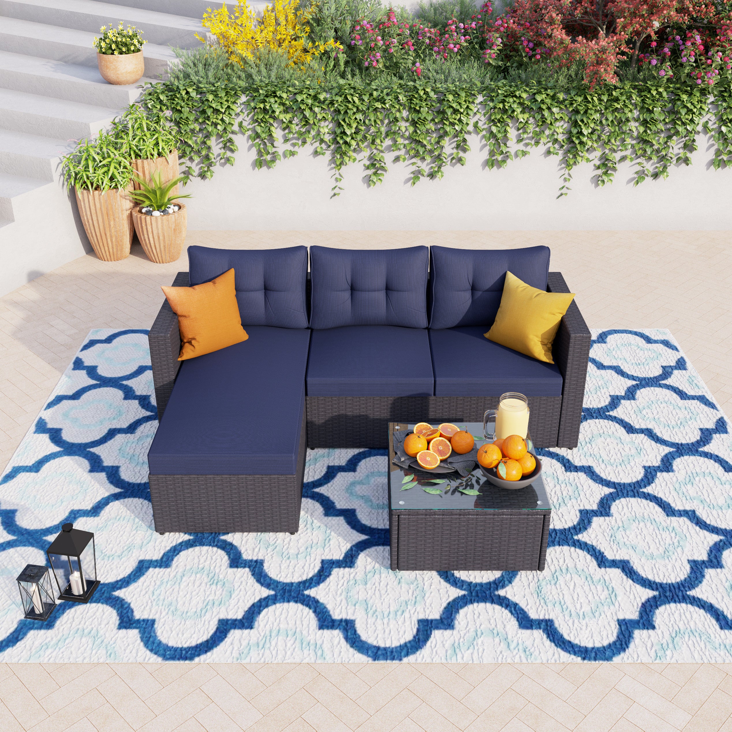 Studio maui corner on sale rattan set