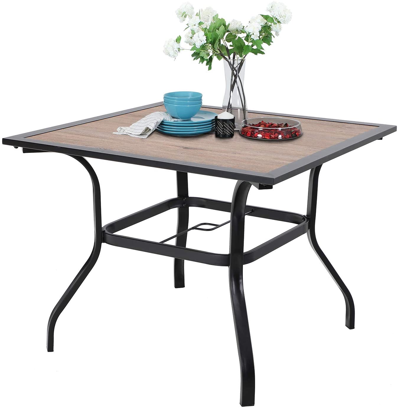 Metal wood deals look patio table